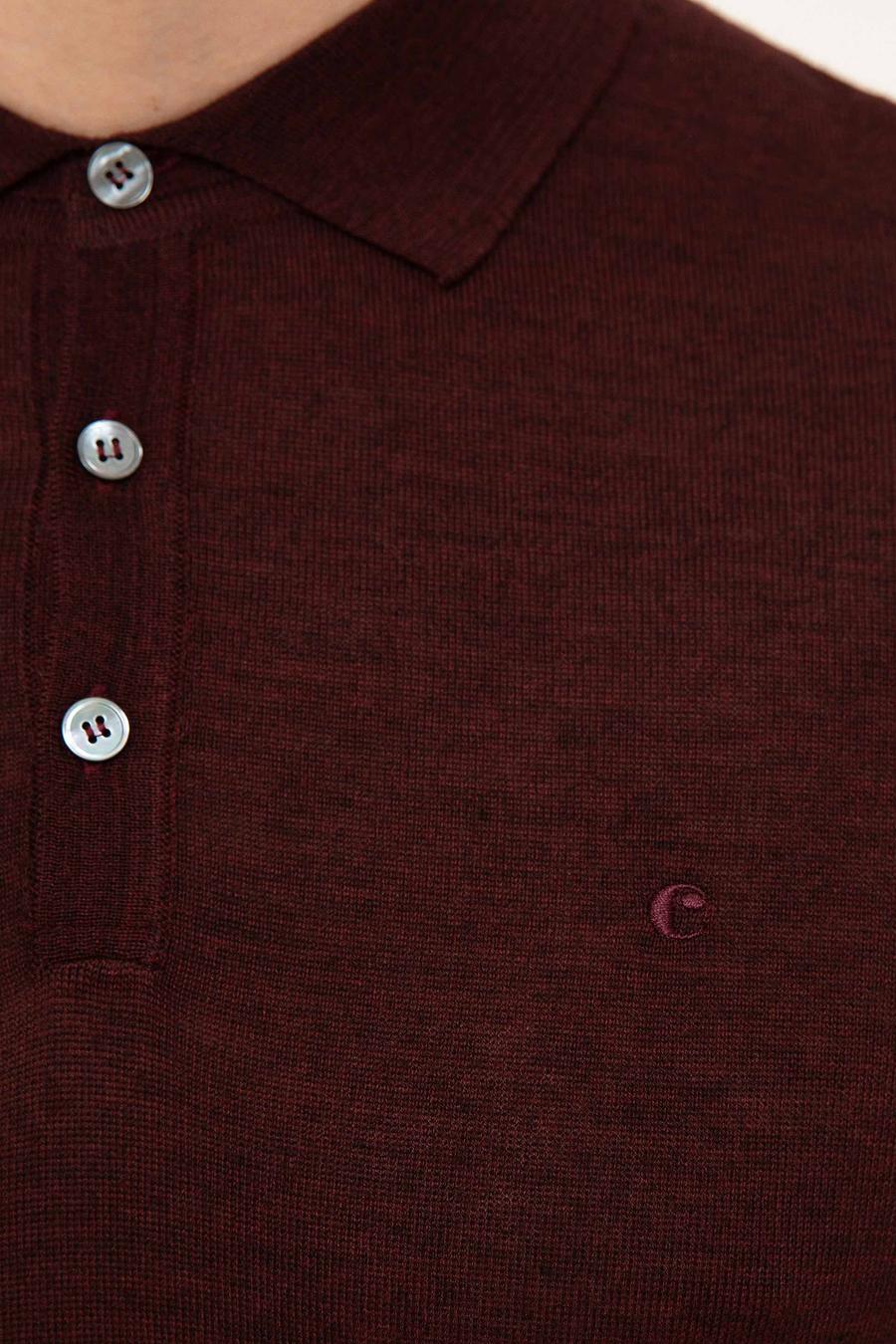 Bordo Slim Fit Polo Yaka Basic Triko Kazak - 50211330019