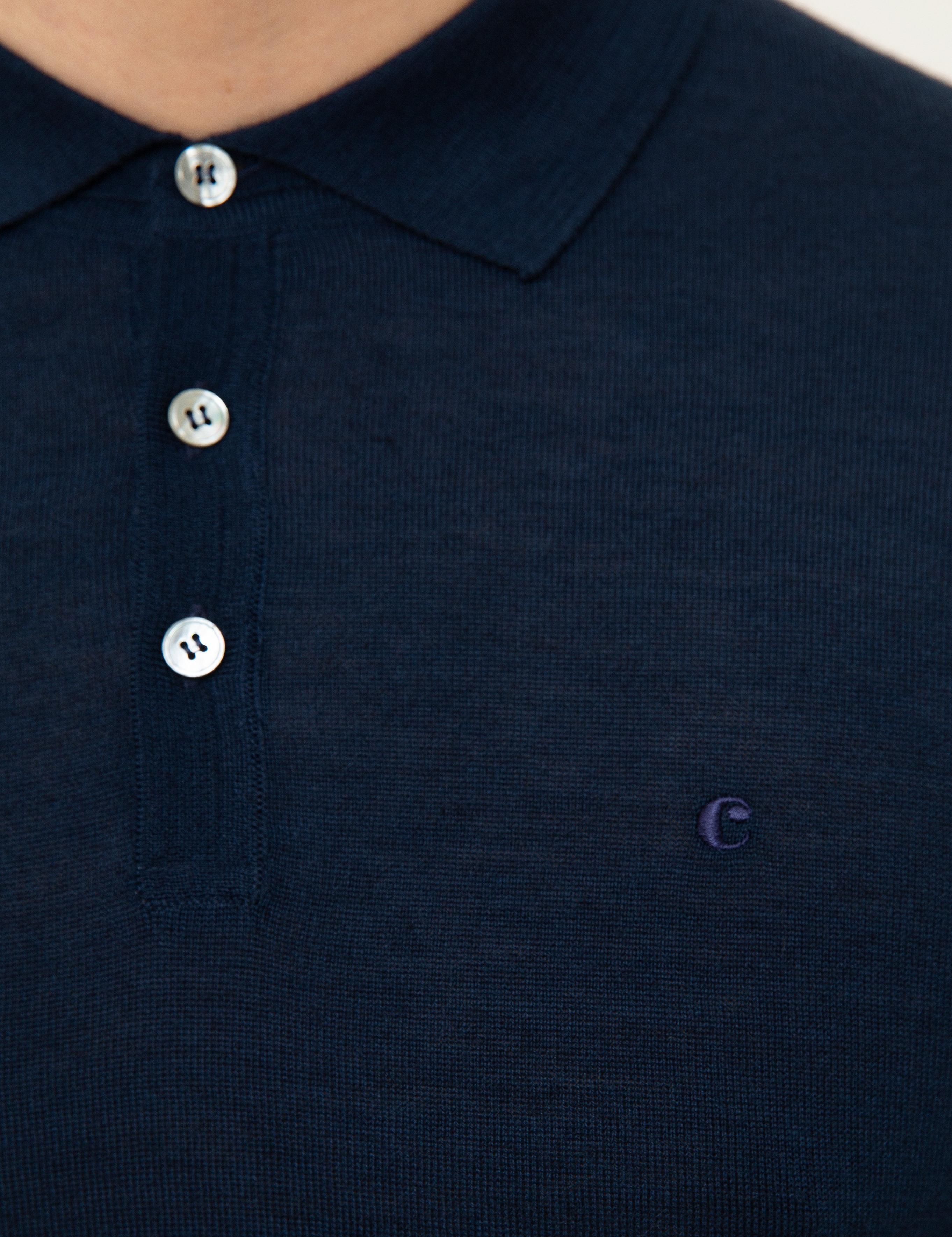 Lacivert Slim Fit Polo Yaka Basic Triko Kazak - 50211330037