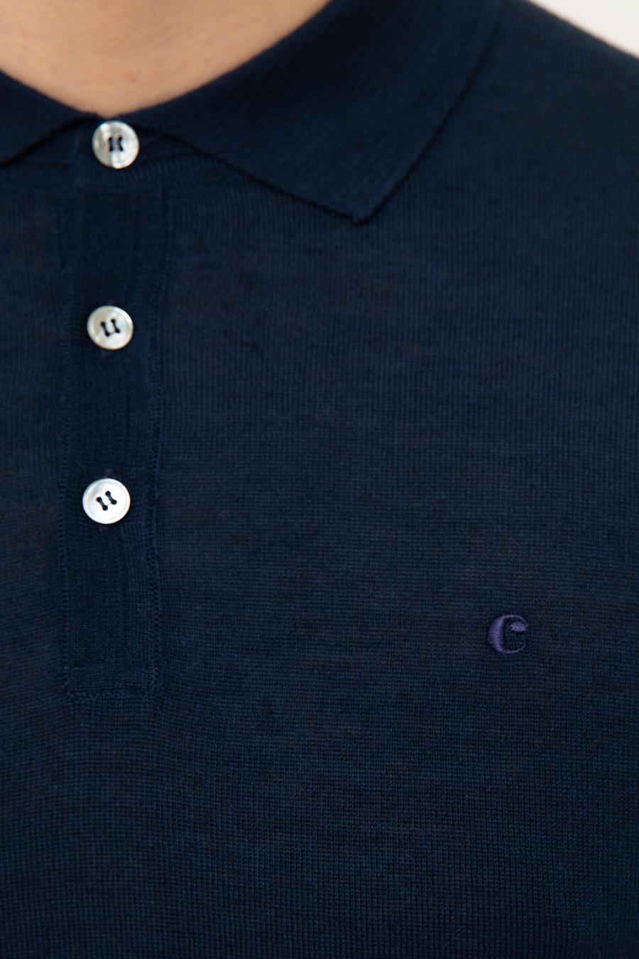 Lacivert Slim Fit Polo Yaka Basic Triko Kazak - 50211330037