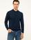 Lacivert Slim Fit Polo Yaka Basic Triko Kazak