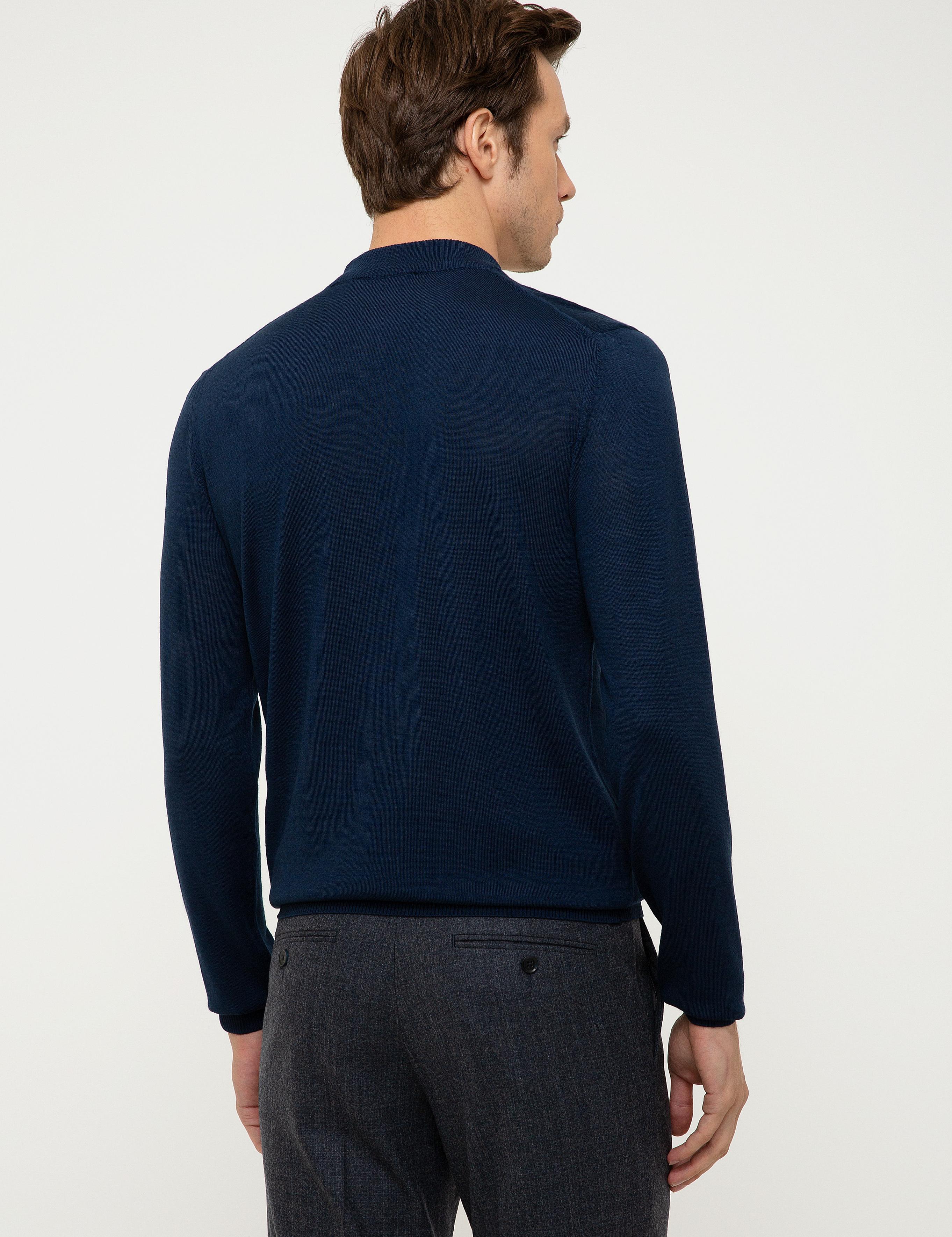 Lacivert Slim Fit Çeyrek Balıkçı Yaka Basic Triko Kazak - 50211332012