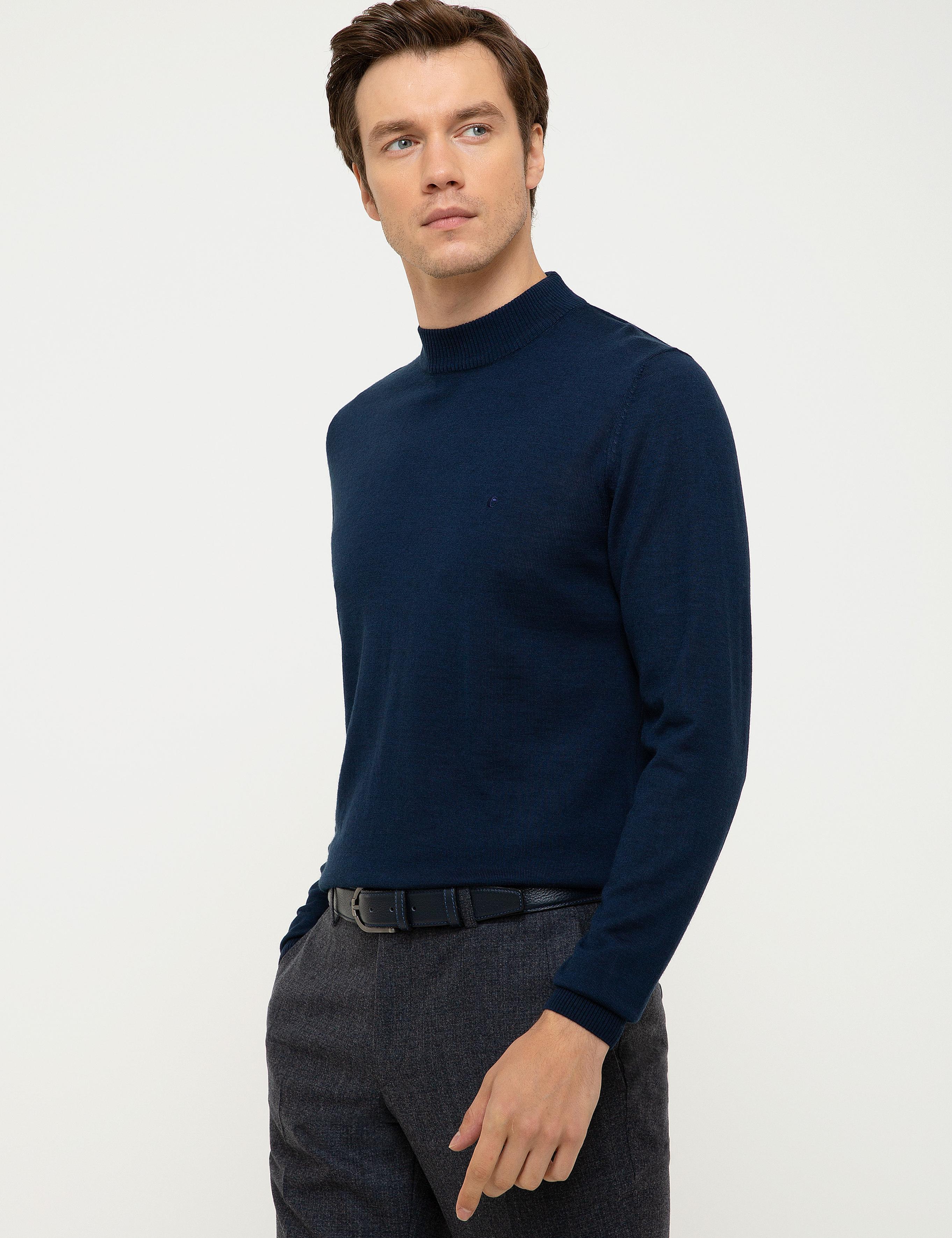 Lacivert Slim Fit Çeyrek Balıkçı Yaka Basic Triko Kazak - 50211332012