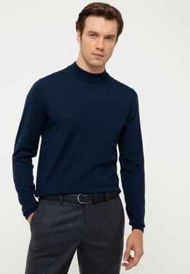 Lacivert Slim Fit Çeyrek Balıkçı Yaka Basic Triko Kazak