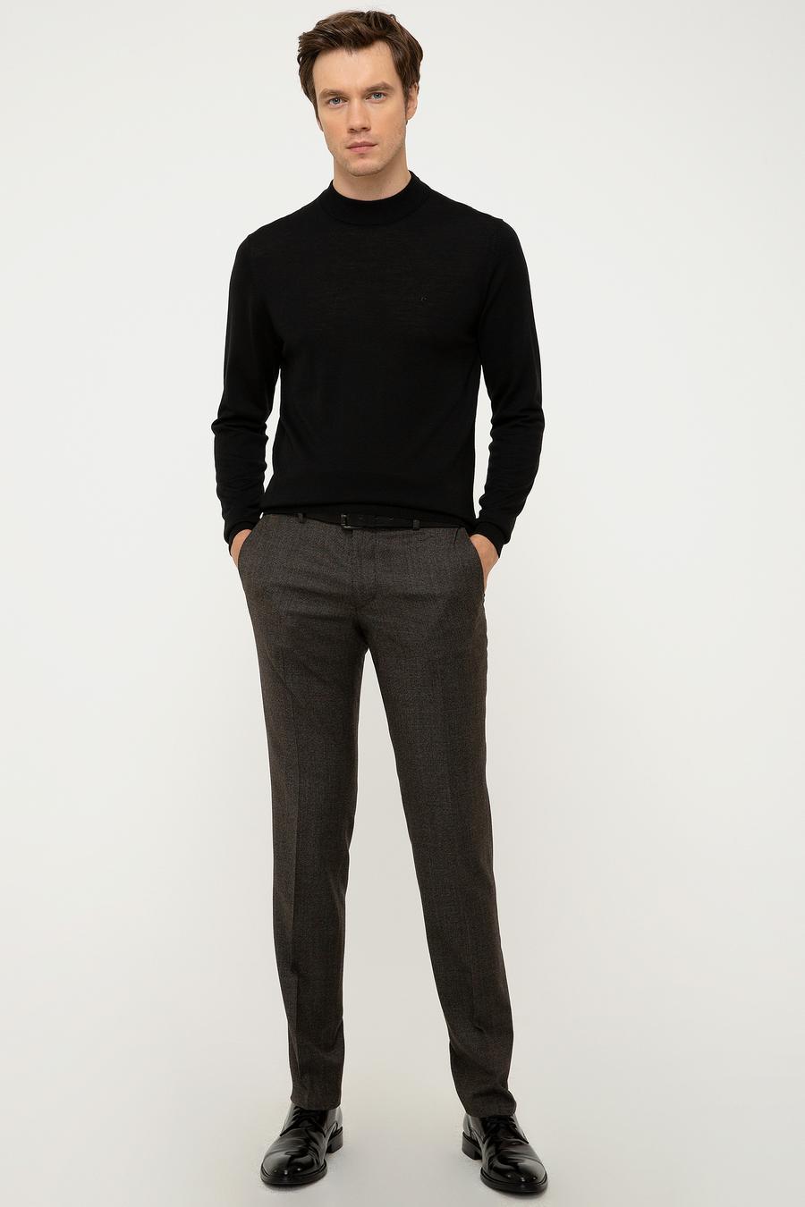 Siyah Slim Fit Çeyrek Balıkçı Yaka Basic Triko Kazak - 50211332015
