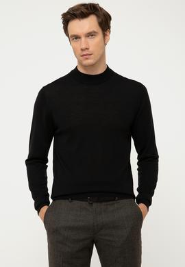 Siyah Slim Fit Çeyrek Balıkçı Yaka Basic Triko Kazak