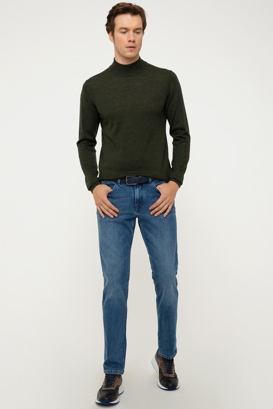 Haki Slim Fit Yarım Balıkçı Basic Triko Kazak - 50211256020