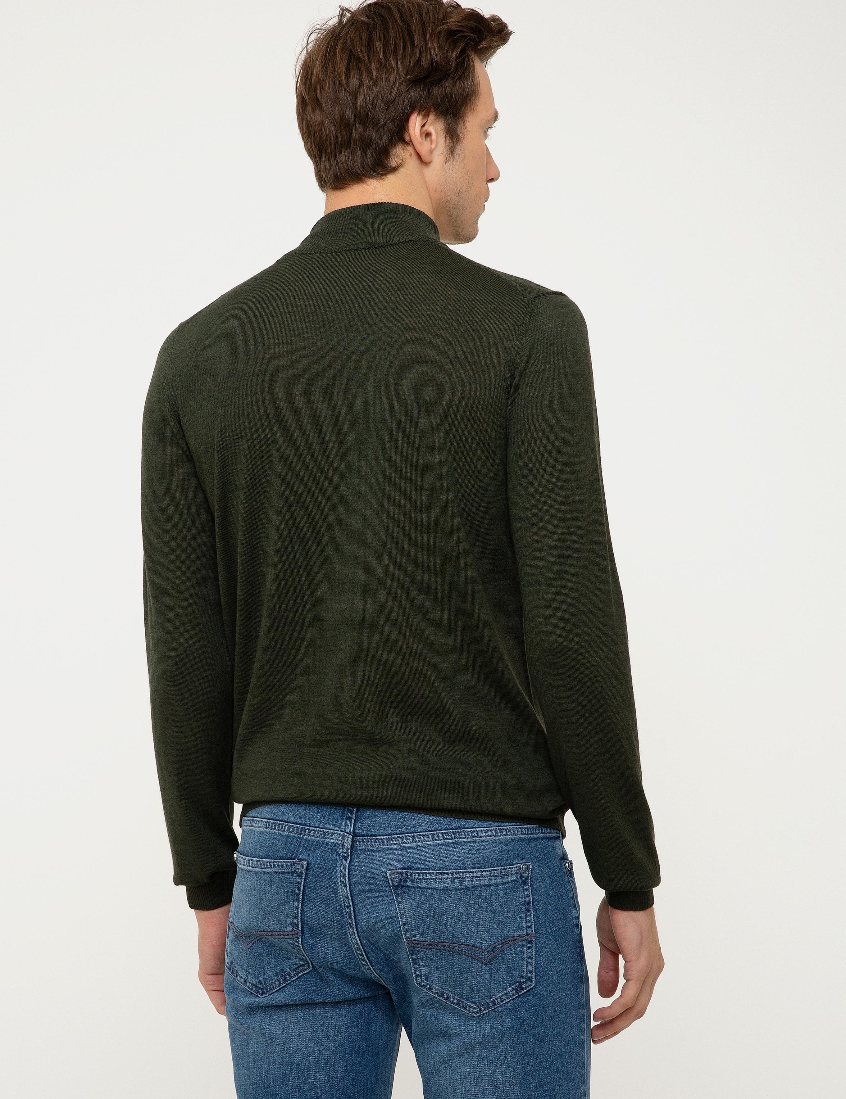 Haki Slim Fit Yarım Balıkçı Basic Triko Kazak - 50211256020