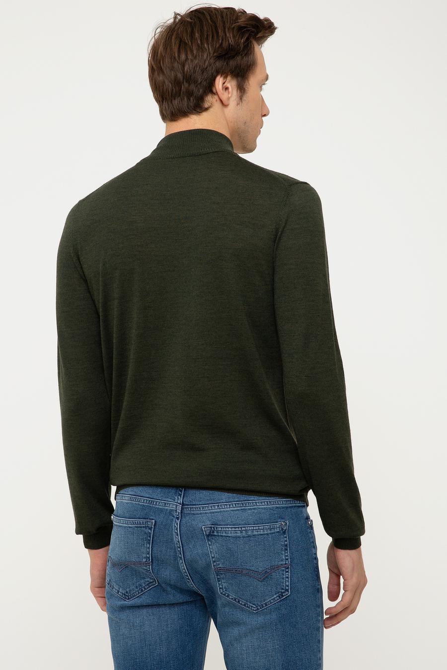 Haki Slim Fit Yarım Balıkçı Basic Triko Kazak - 50211256020