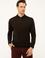 Koyu Kahverengi Slim Fit Polo Yaka Basic Triko Kazak