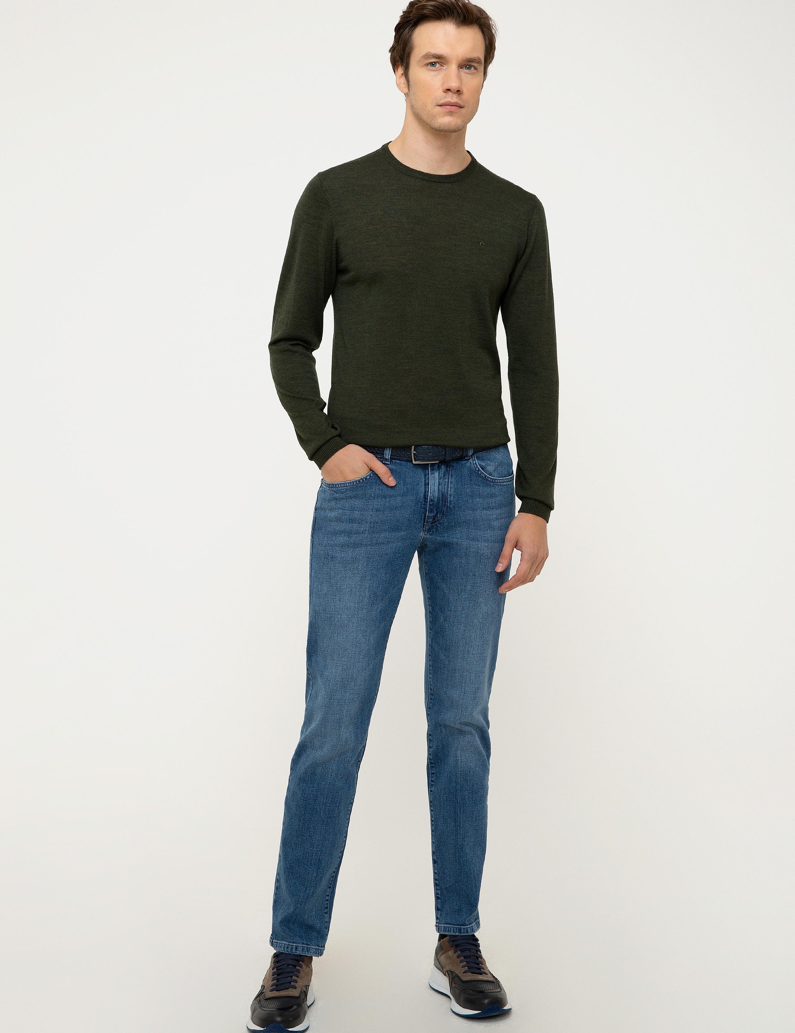 Haki Slim Fit Bisiklet Yaka Basic Triko Kazak - 50211257027