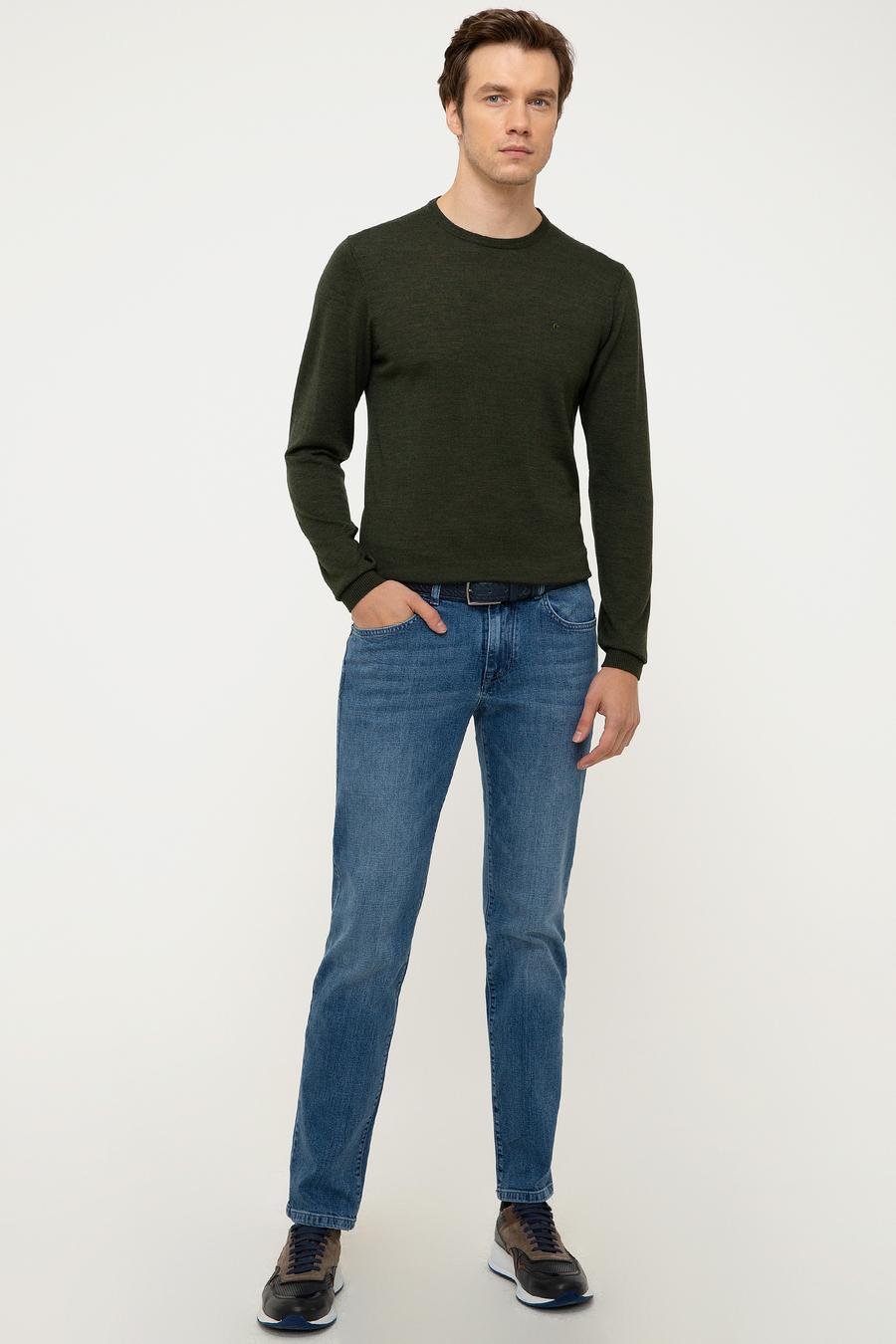 Haki Slim Fit Bisiklet Yaka Basic Triko Kazak - 50211257027