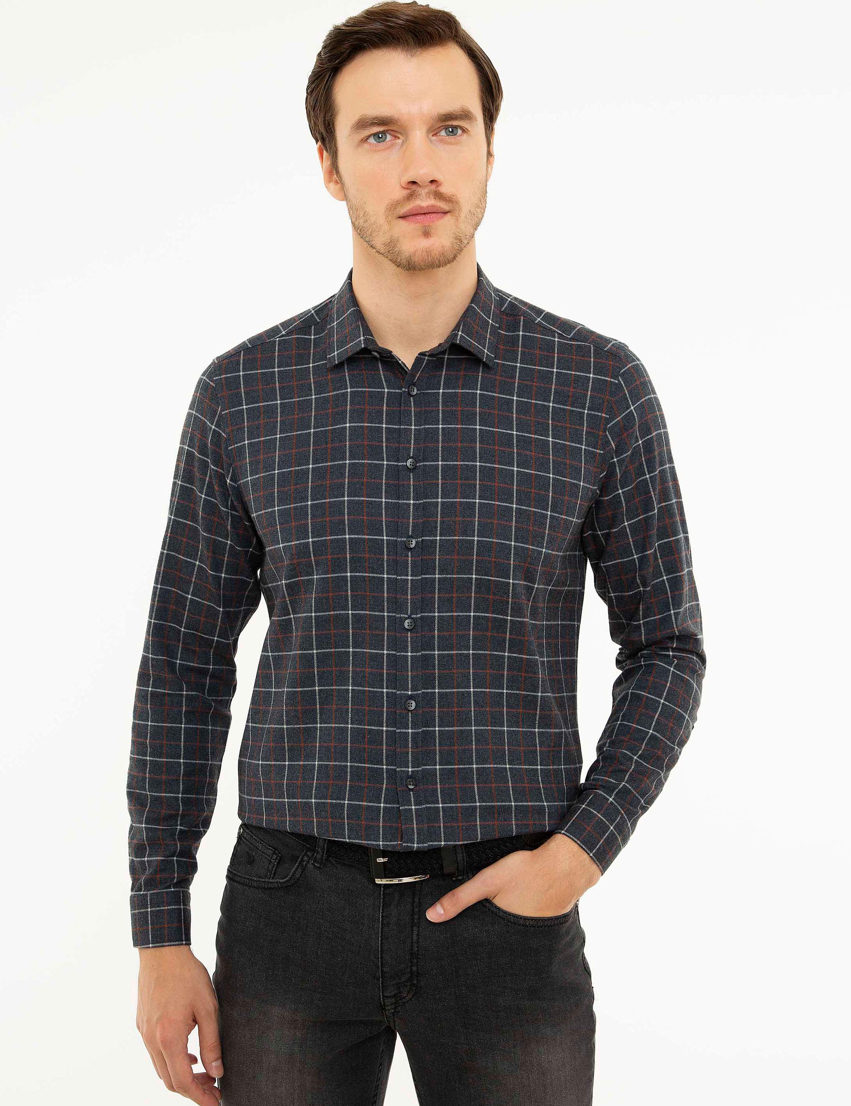 İndigo Slim Fit Uzun Kollu Gömlek - 50218135005