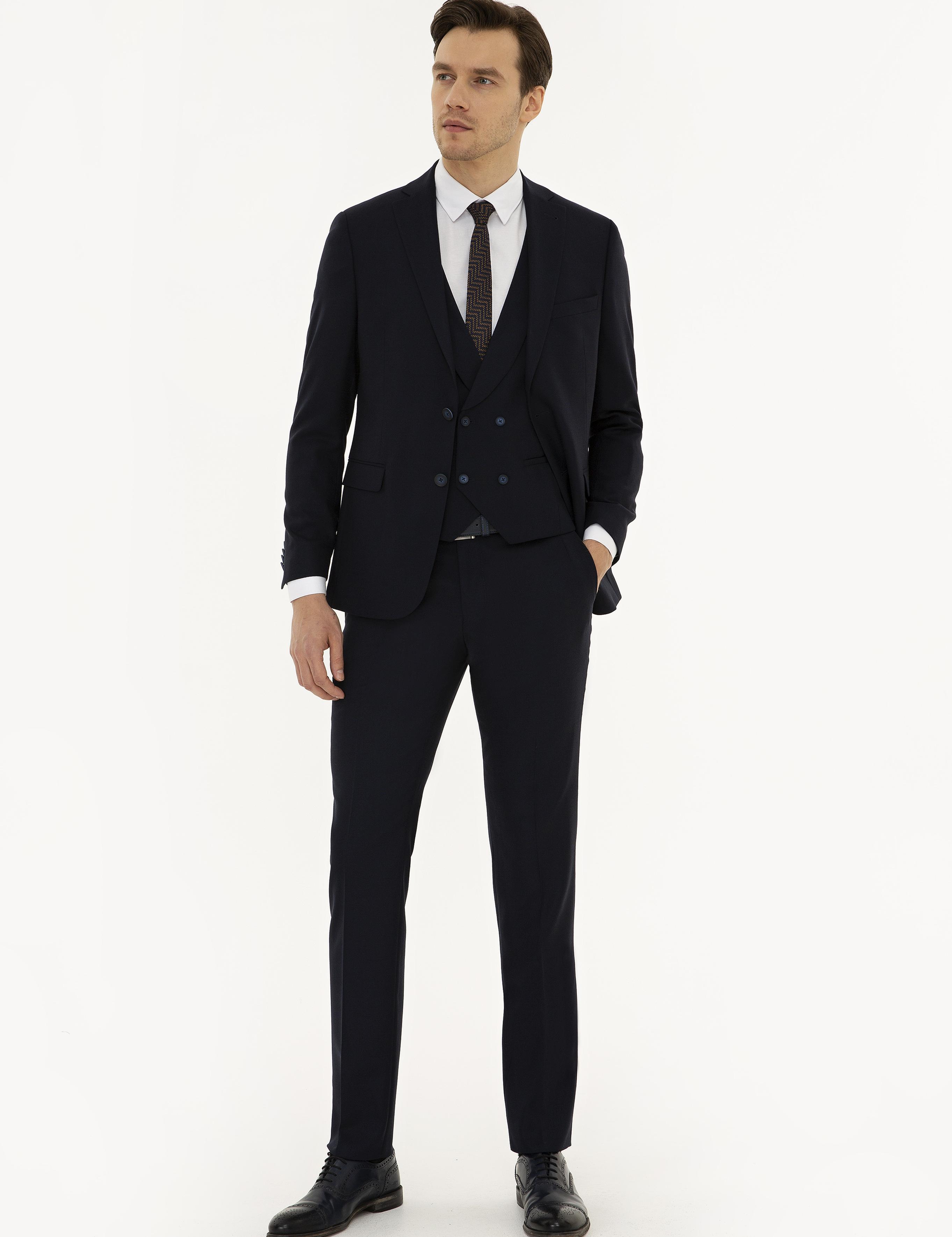 Lacivert Slim Fit Yün Ceket - 50219742113