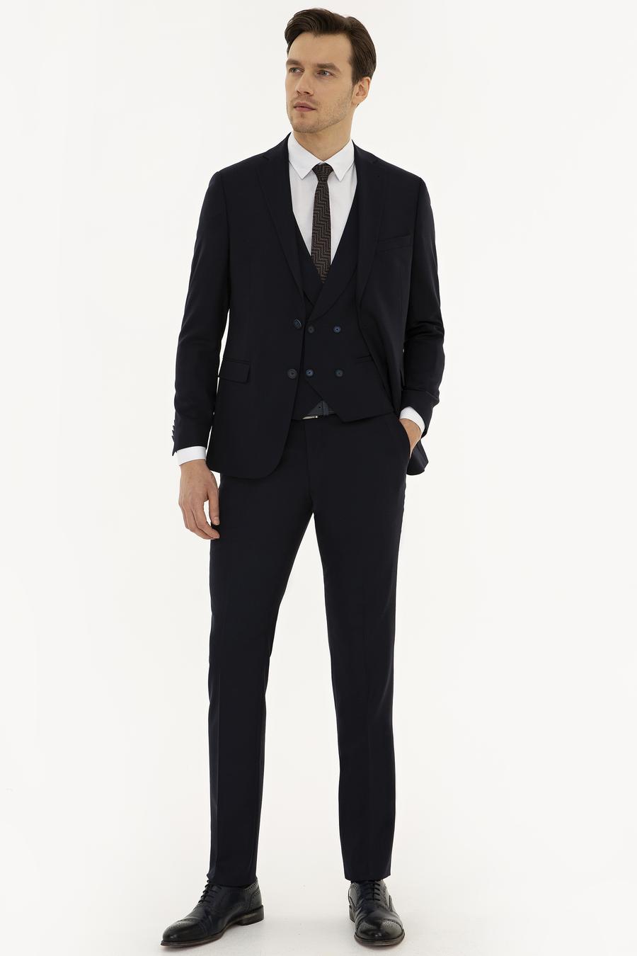 Lacivert Slim Fit Yün Ceket - 50219742113