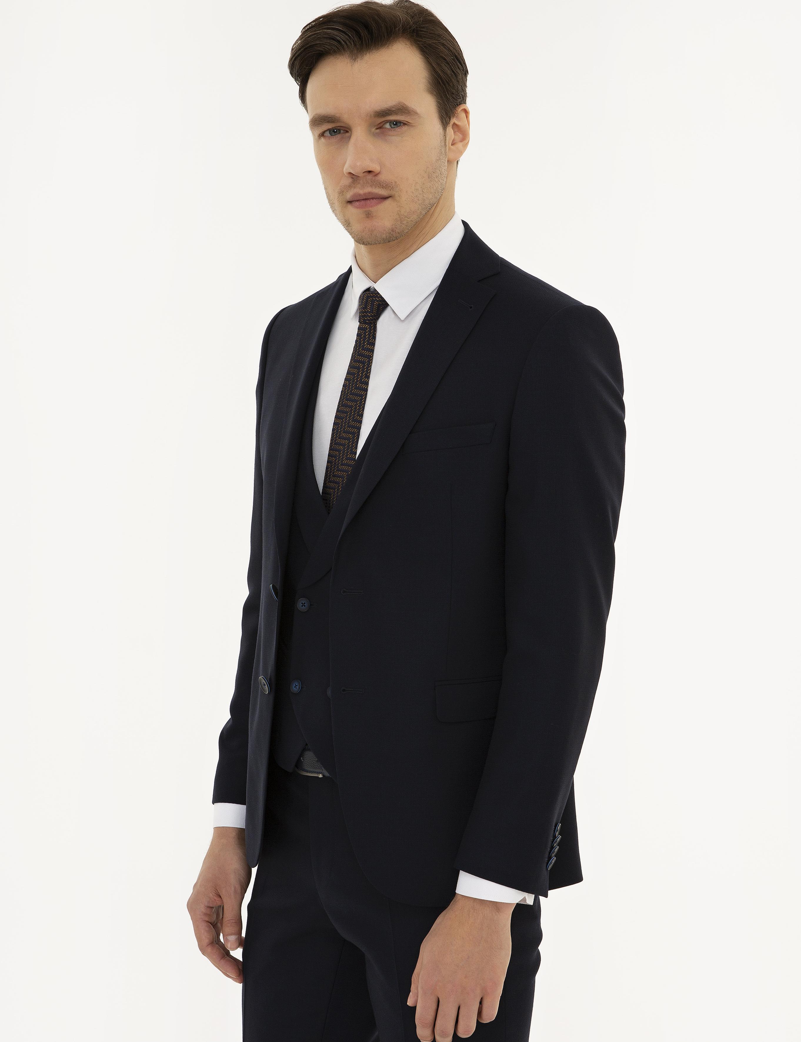 Lacivert Slim Fit Yün Ceket - 50219742113