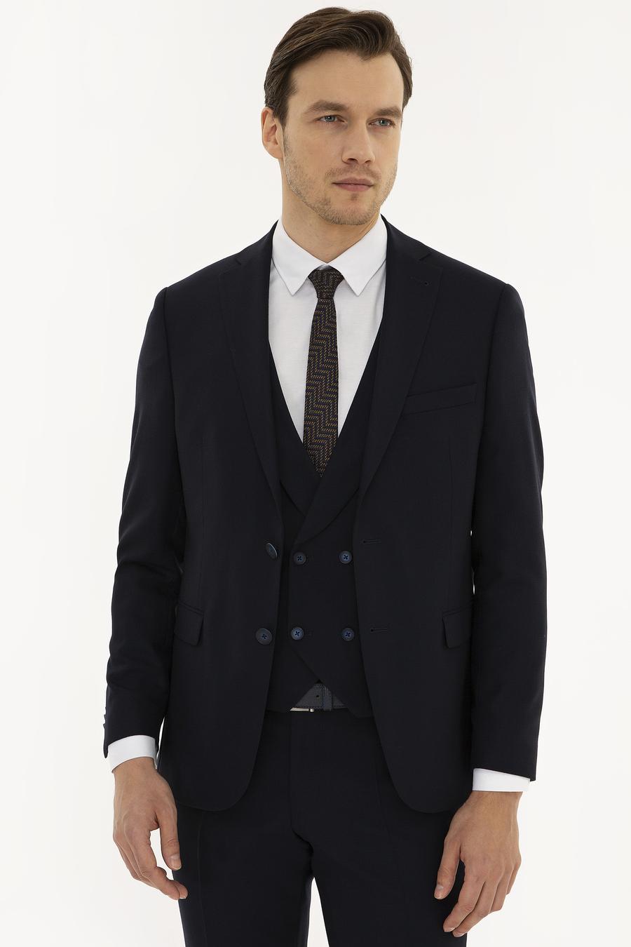 Lacivert Slim Fit Yün Ceket - 50219742113