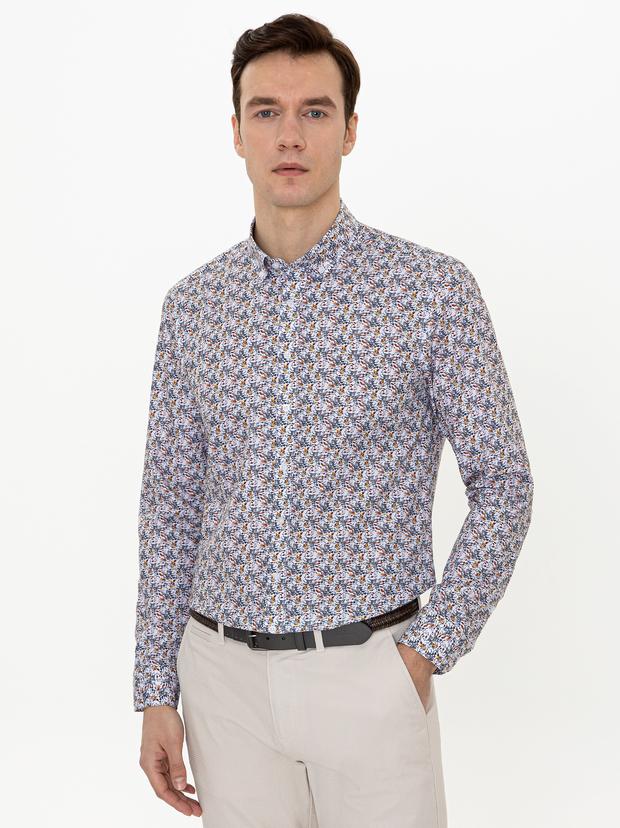 Sarı Slim Fit Uzun Kollu Gömlek