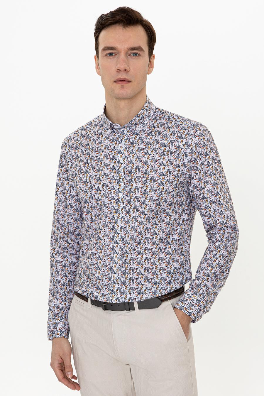 Sarı Slim Fit Uzun Kollu Gömlek - 50247571025