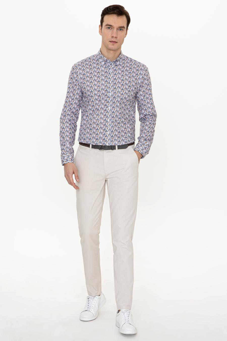 Sarı Slim Fit Uzun Kollu Gömlek - 50247571025