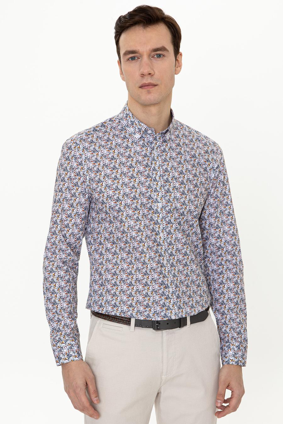 Sarı Slim Fit Uzun Kollu Gömlek - 50247571025