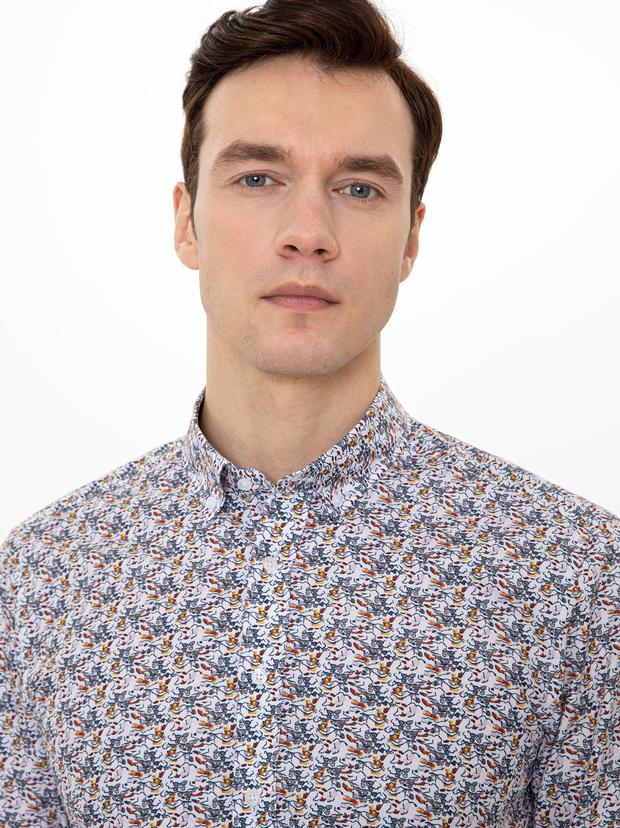 Sarı Slim Fit Uzun Kollu Gömlek