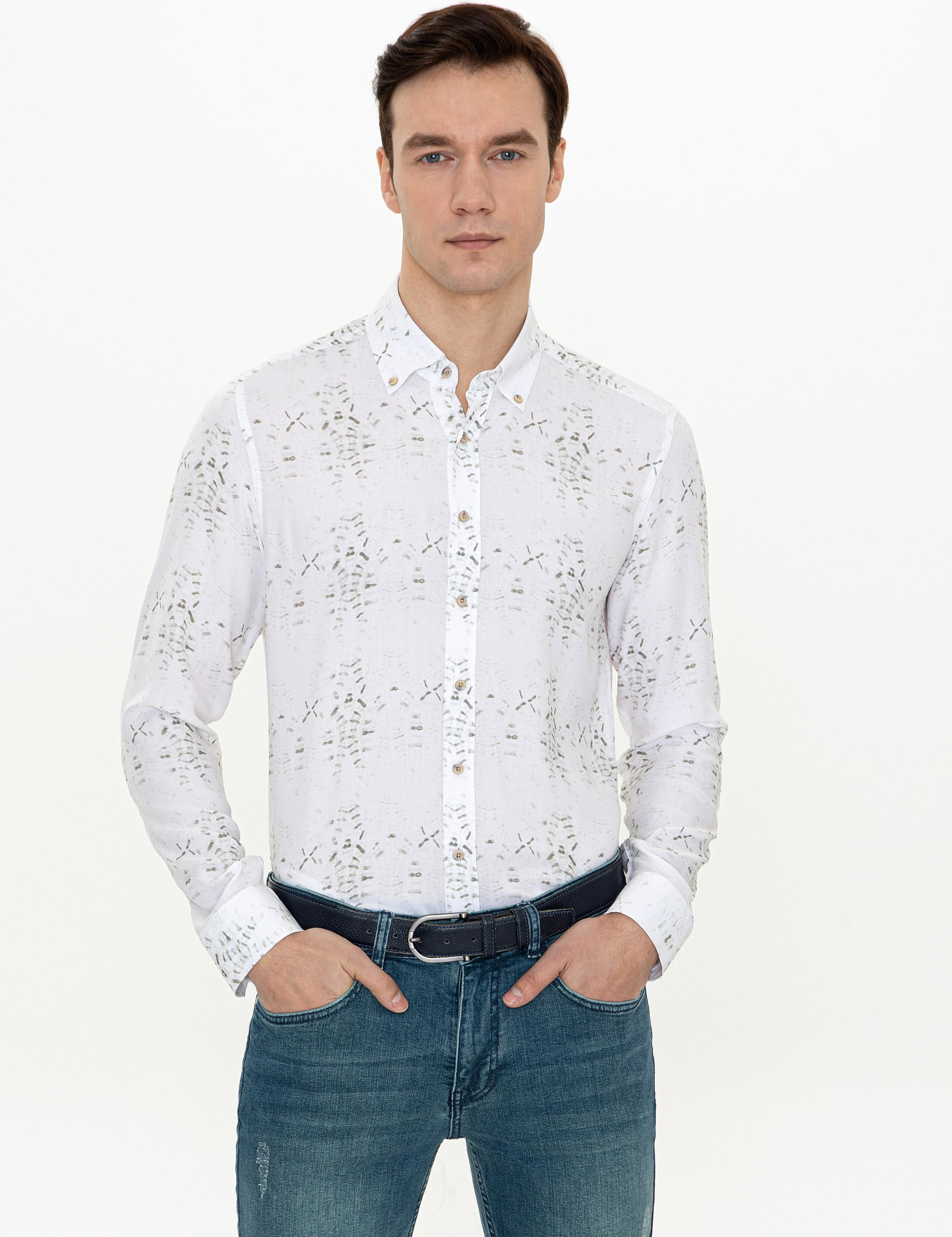 Haki Slim Fit Uzun Kollu Gömlek - 50247574063