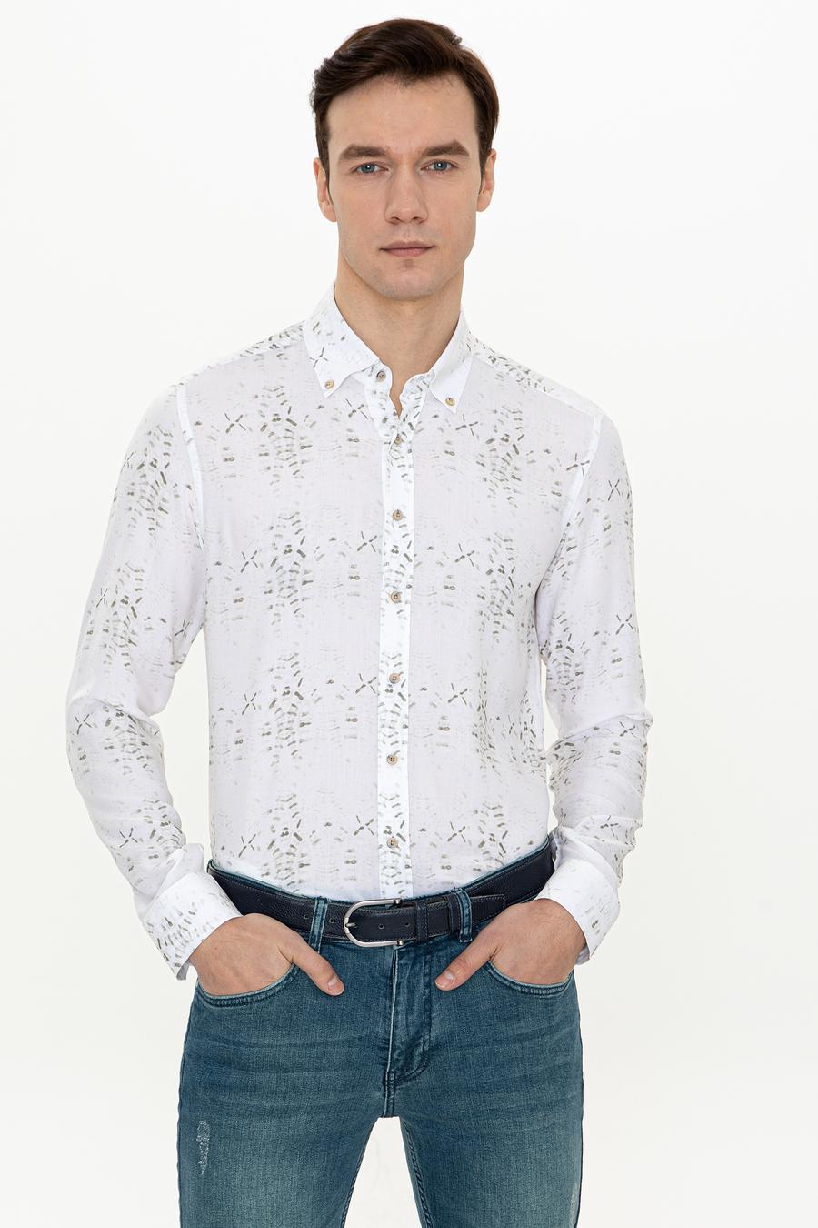 Haki Slim Fit Uzun Kollu Gömlek - 50247574063
