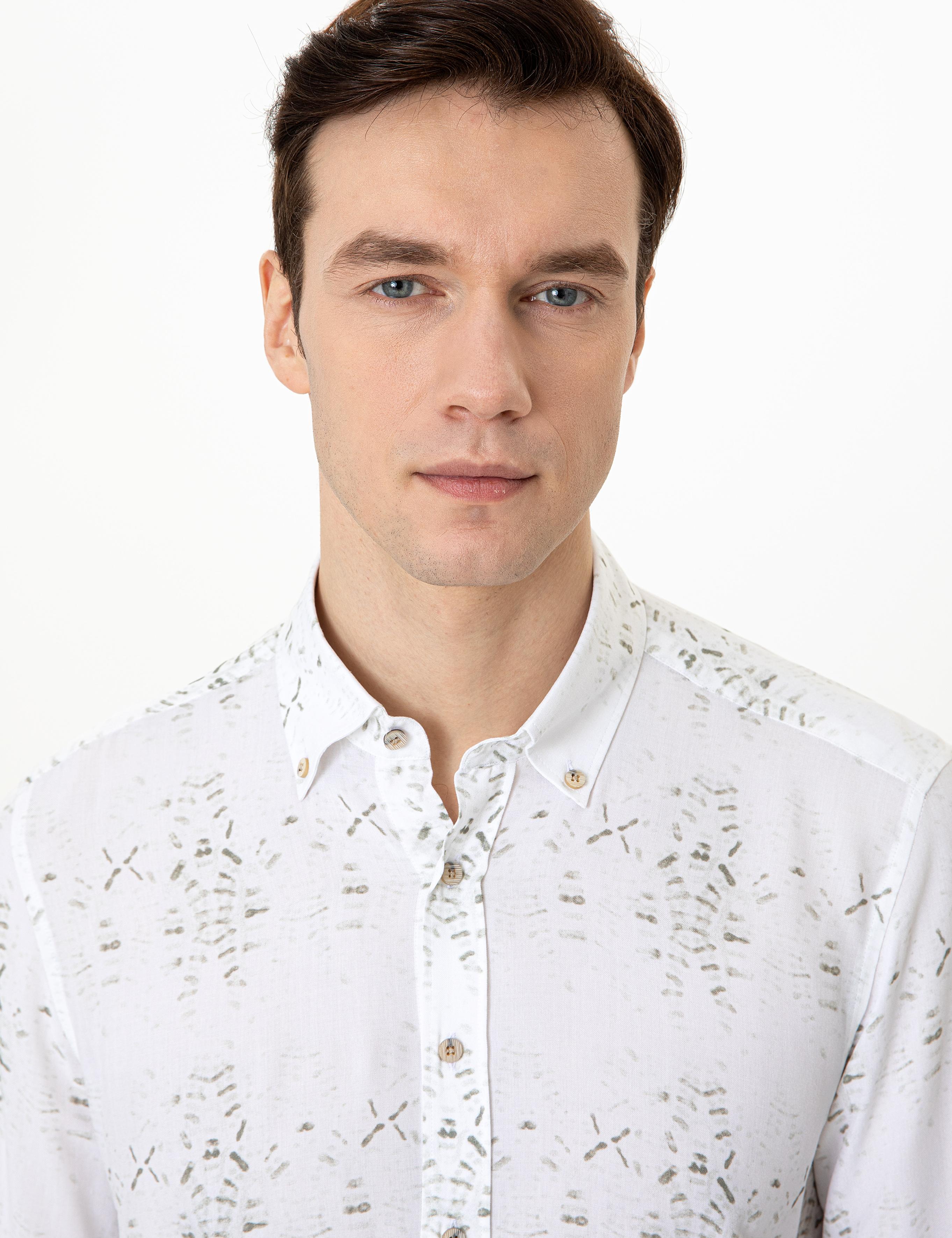 Haki Slim Fit Uzun Kollu Gömlek - 50247574063