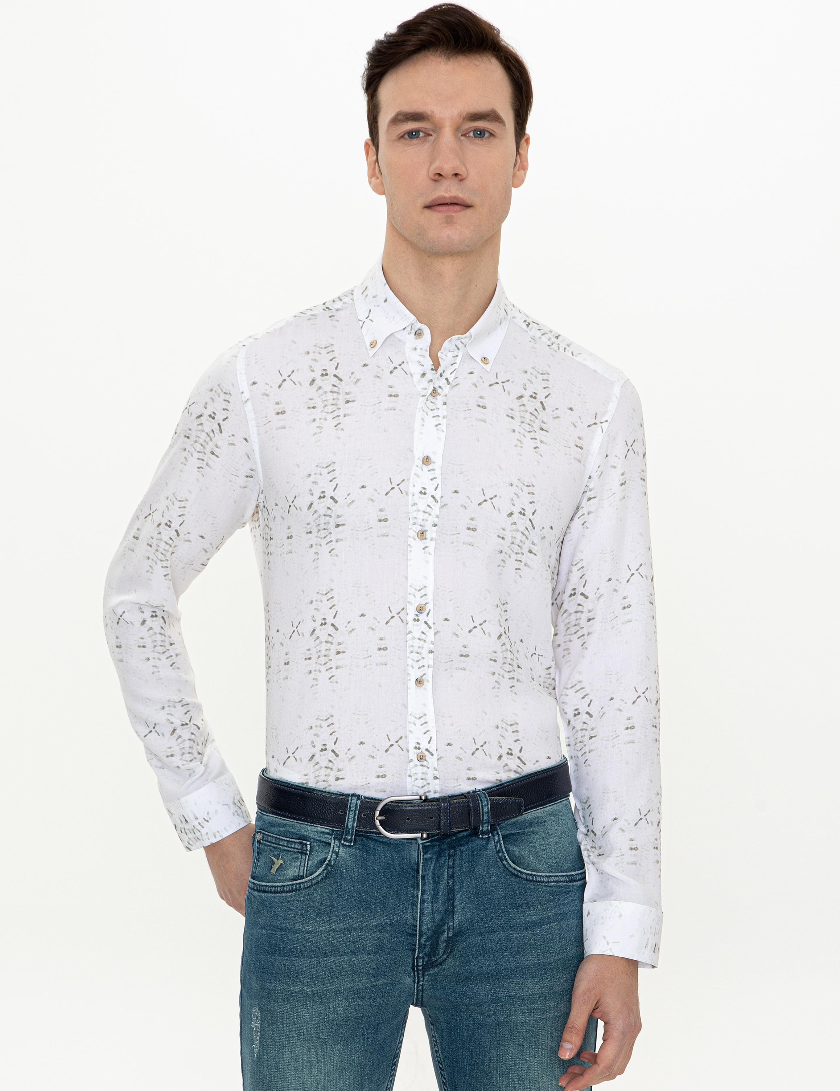 Haki Slim Fit Uzun Kollu Gömlek - 50247574063