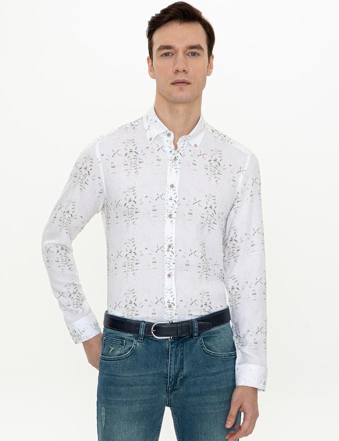 Haki Slim Fit Uzun Kollu Gömlek