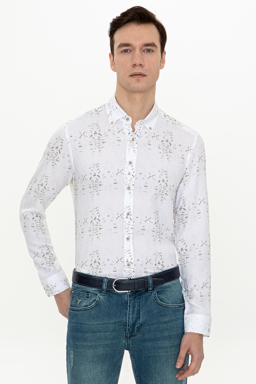 Haki Slim Fit Uzun Kollu Gömlek - 50247574063