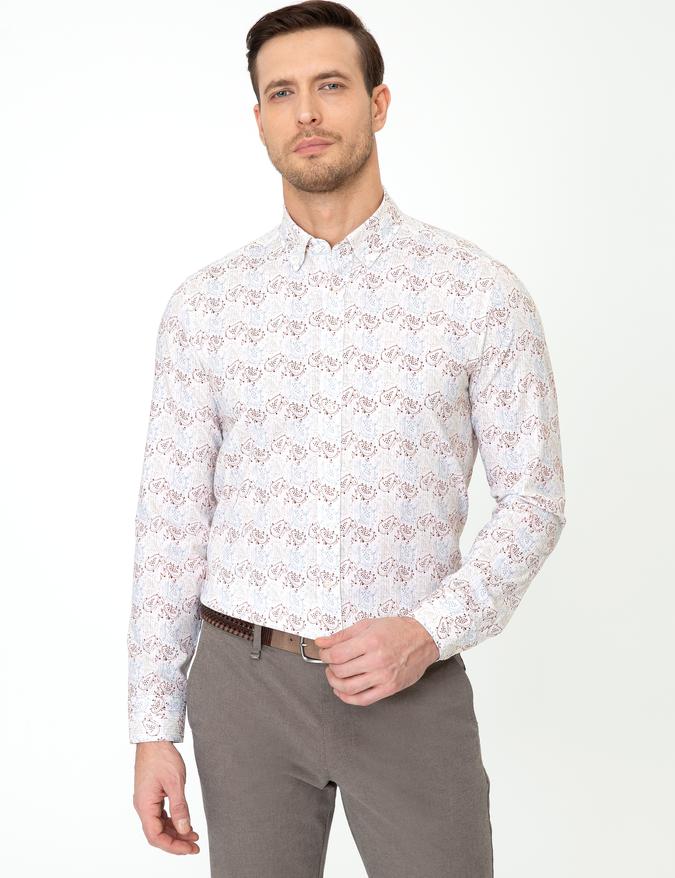 Açık Kahverengi Slim Fit Uzun Kollu Gömlek