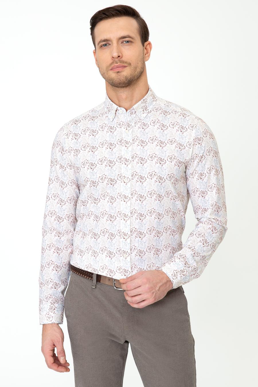 Açık Kahverengi Slim Fit Uzun Kollu Gömlek - 50248453025