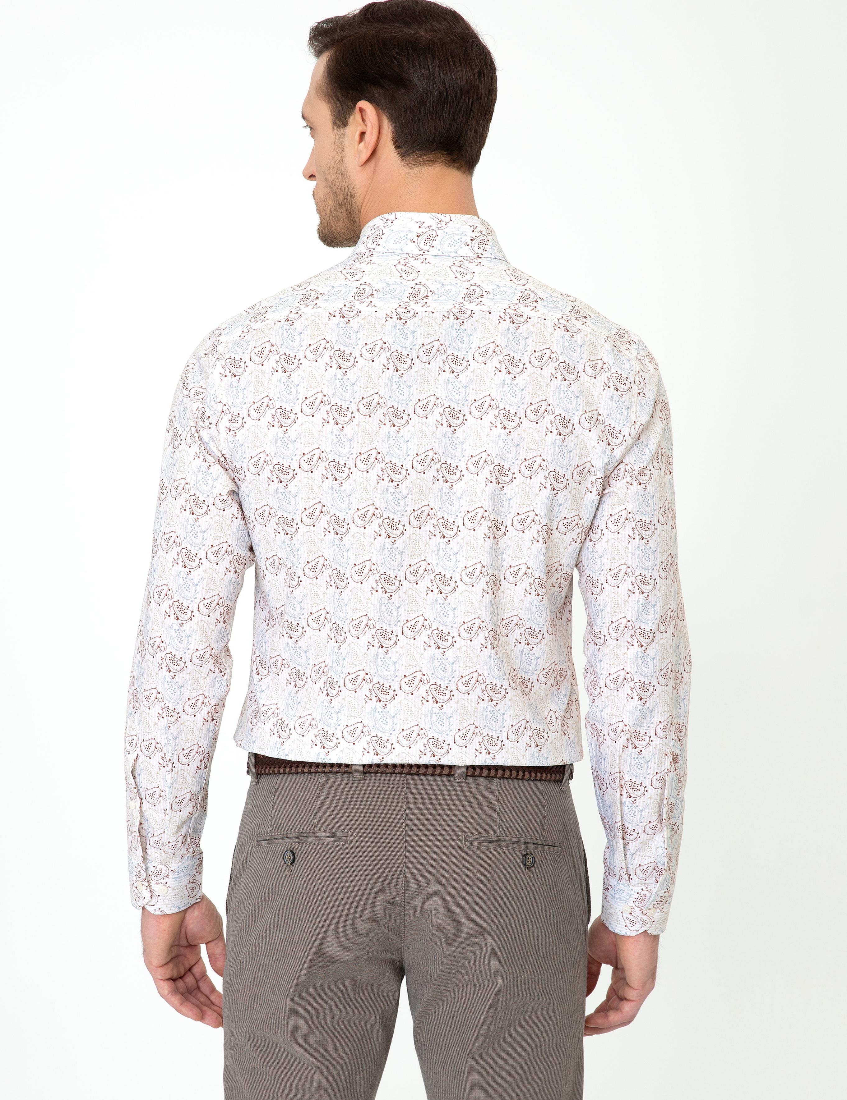 Açık Kahverengi Slim Fit Uzun Kollu Gömlek - 50248453025