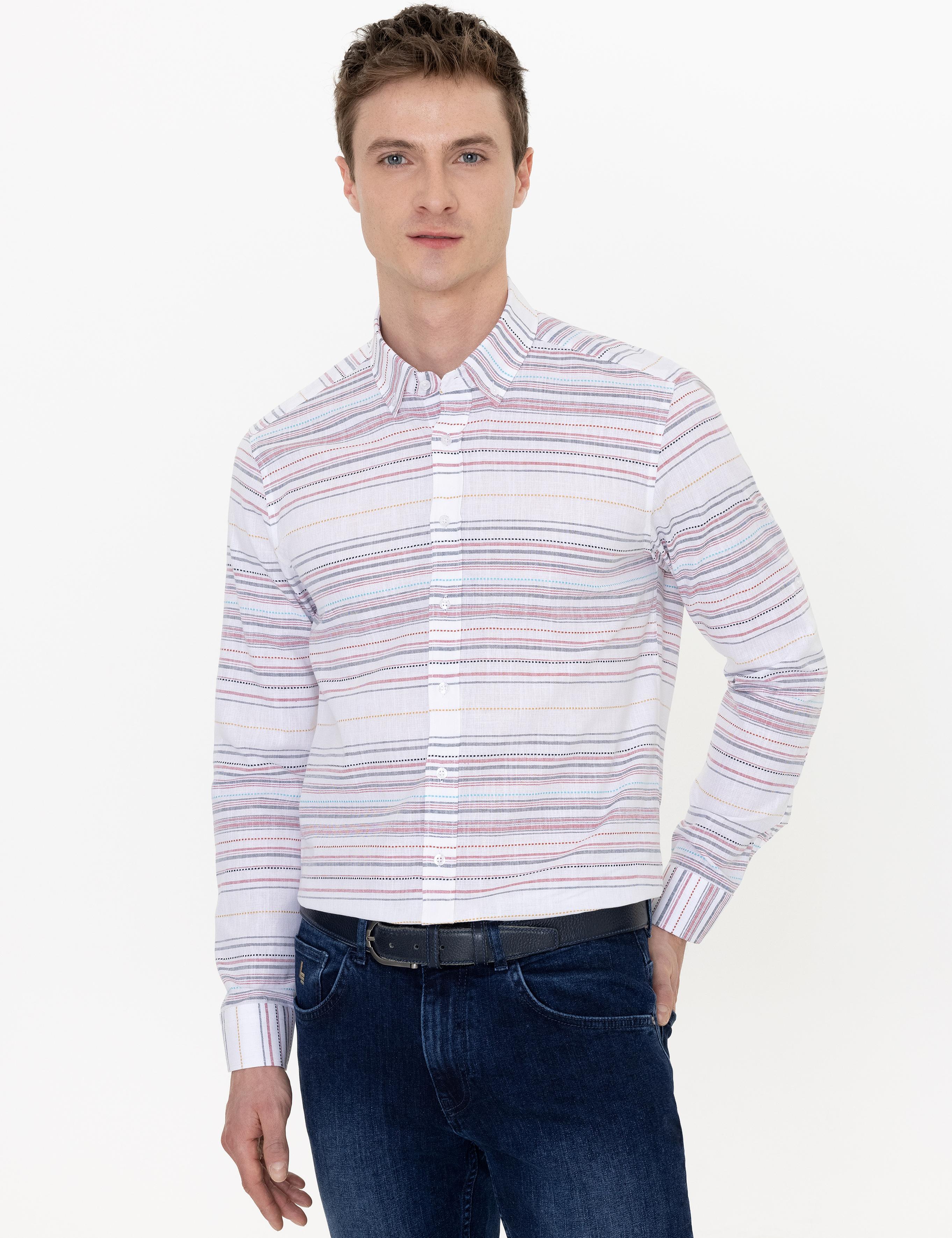 Kırmızı Slim Fit Uzun Kollu Gömlek - 50248479041