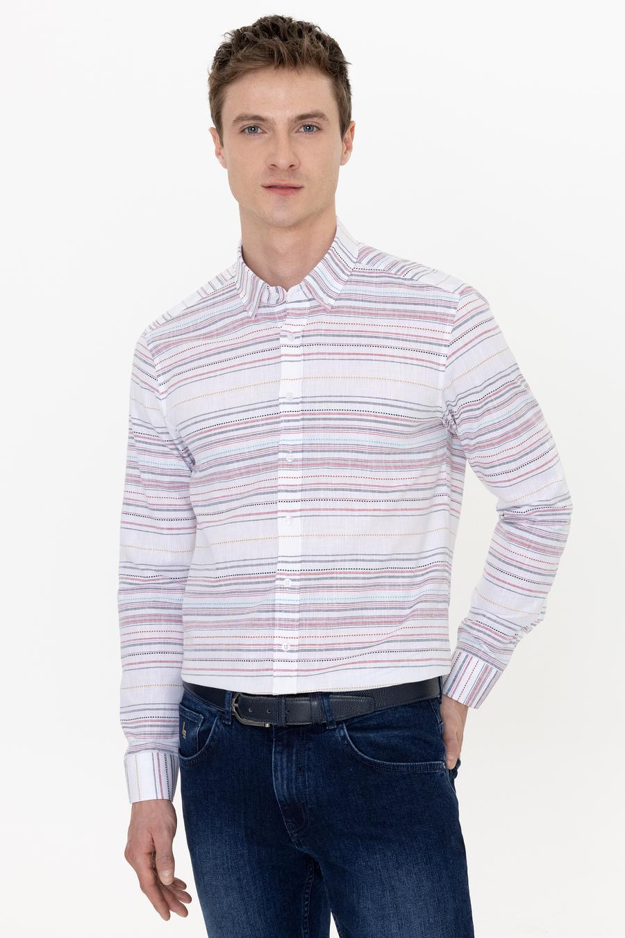 Kırmızı Slim Fit Uzun Kollu Gömlek - 50248479041