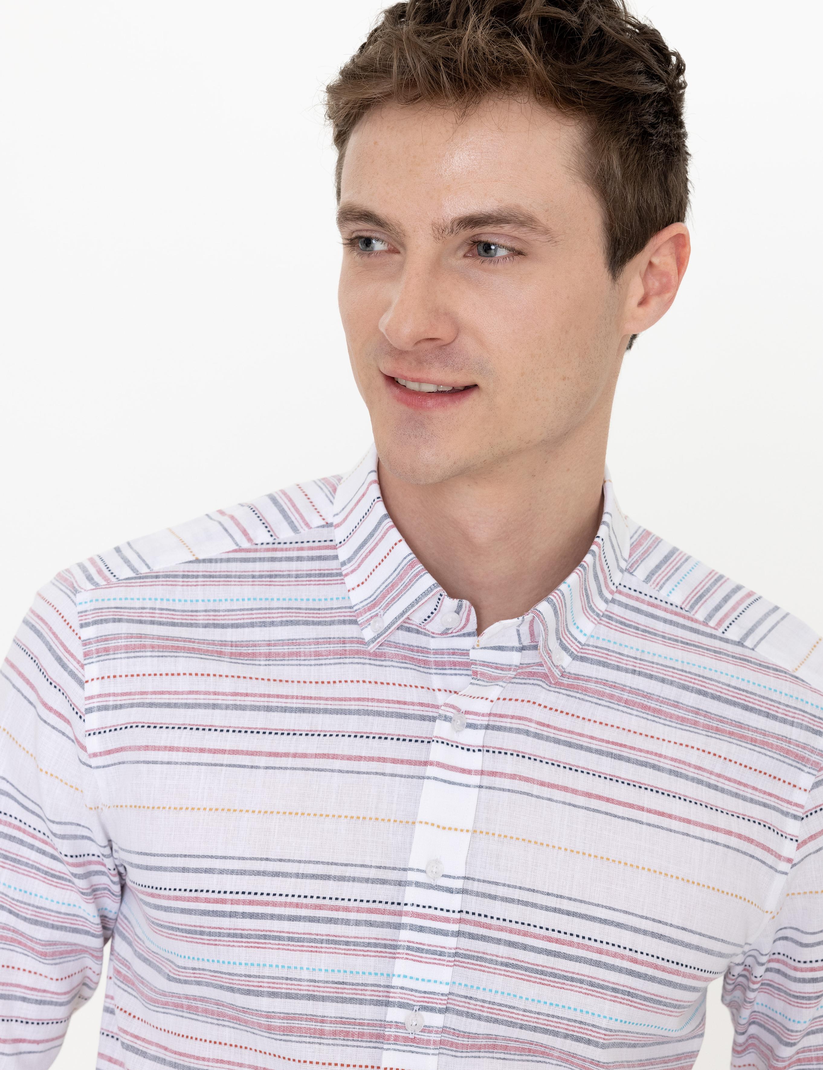 Kırmızı Slim Fit Uzun Kollu Gömlek - 50248479041