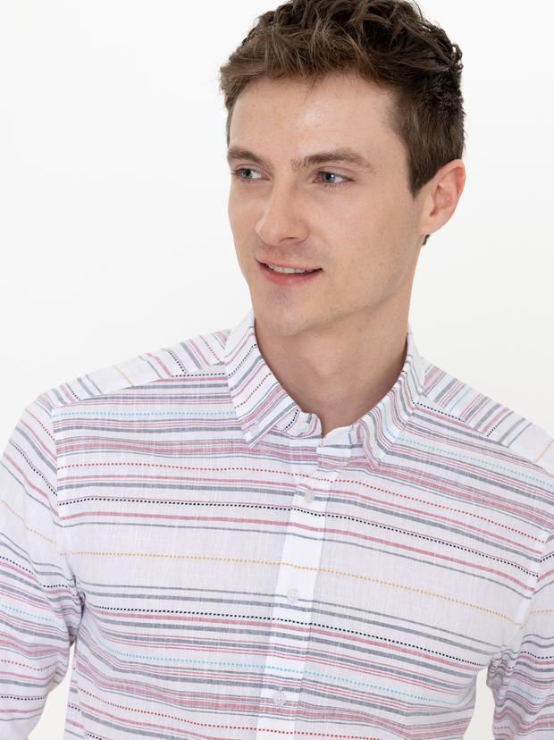 Kırmızı Slim Fit Uzun Kollu Gömlek