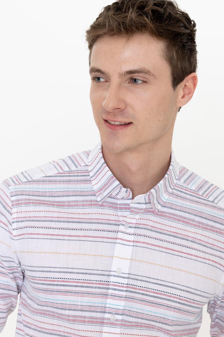 Kırmızı Slim Fit Uzun Kollu Gömlek - 50248479041