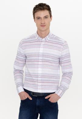 Kırmızı Slim Fit Uzun Kollu Gömlek