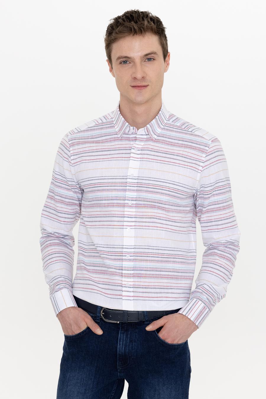 Kırmızı Slim Fit Uzun Kollu Gömlek - 50248479041