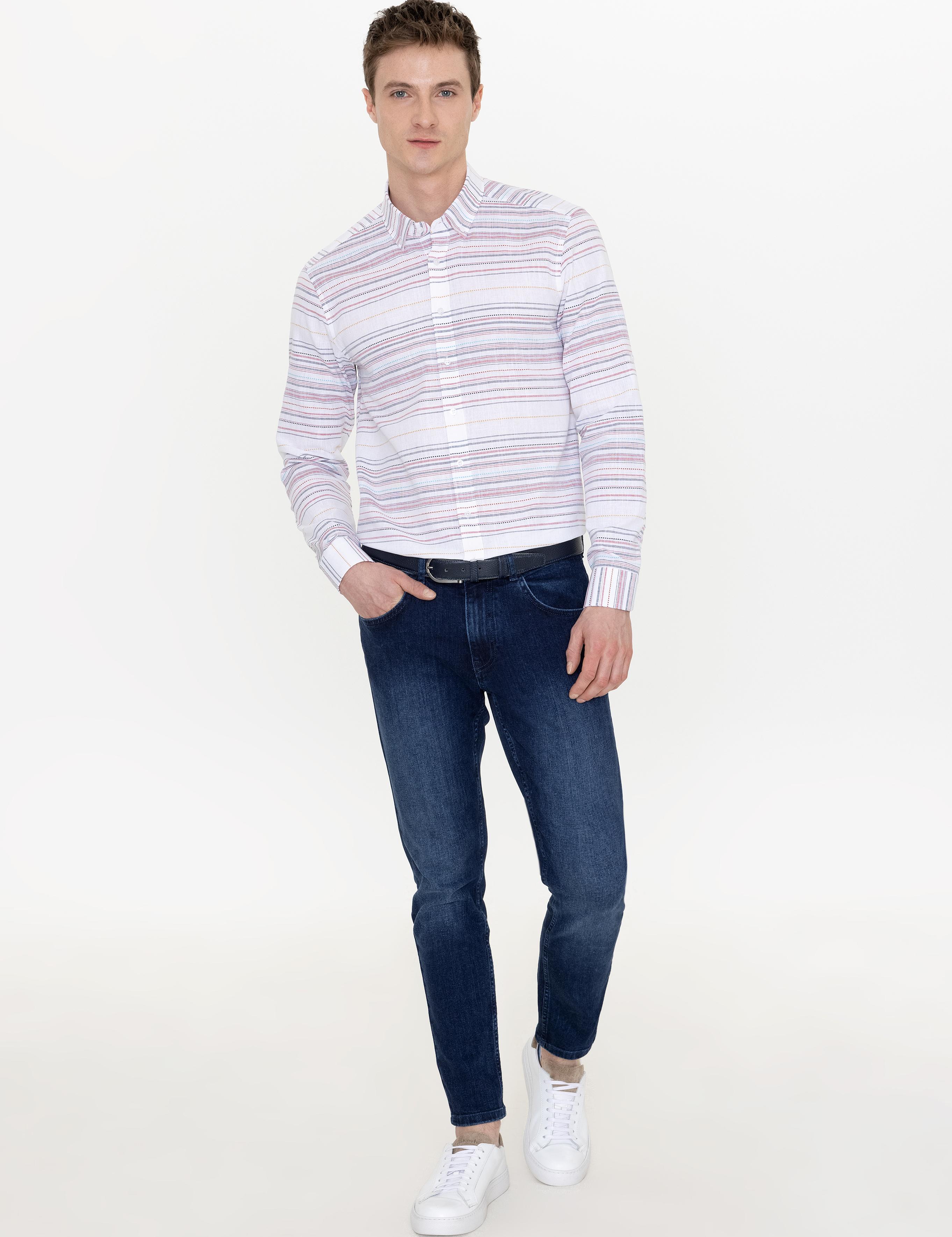 Kırmızı Slim Fit Uzun Kollu Gömlek - 50248479041