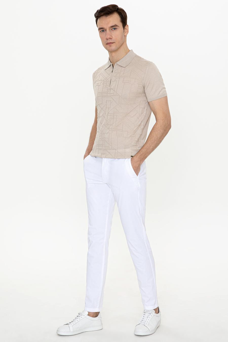 Beyaz Slim Fit Kanvas Pantolon - 50248787373