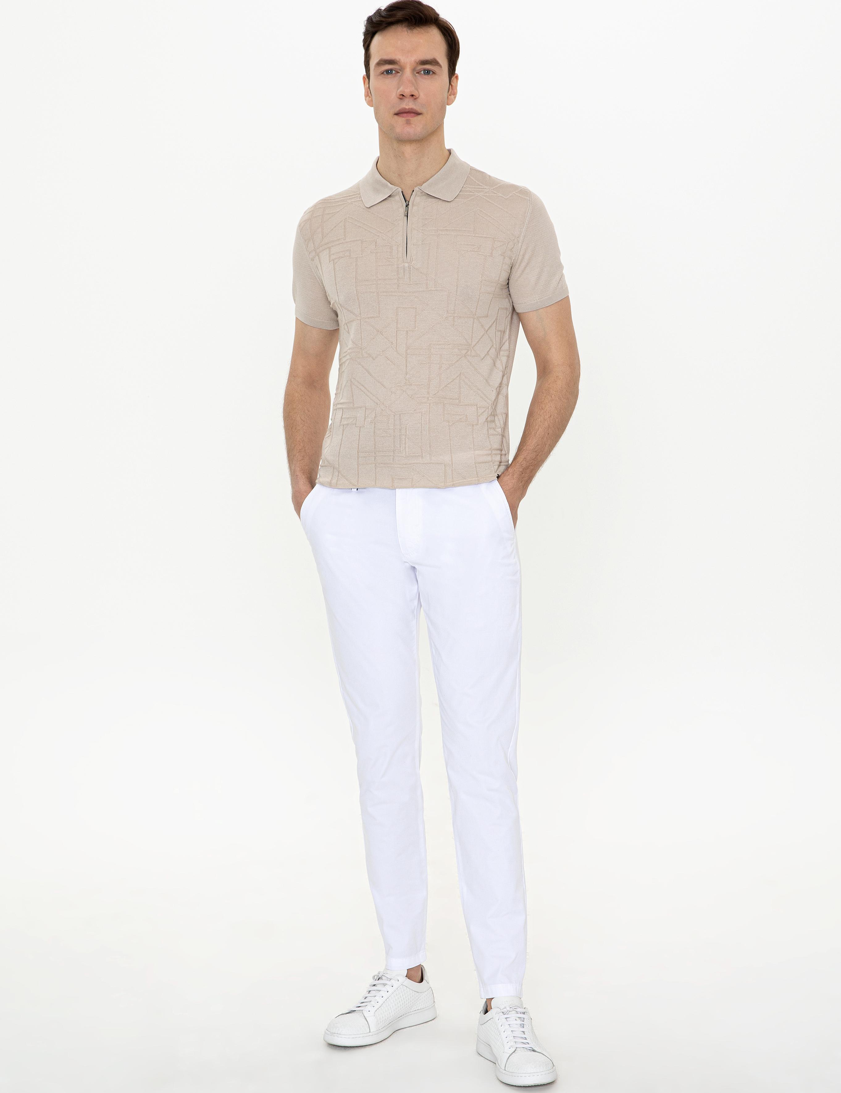 Beyaz Slim Fit Kanvas Pantolon - 50248787373