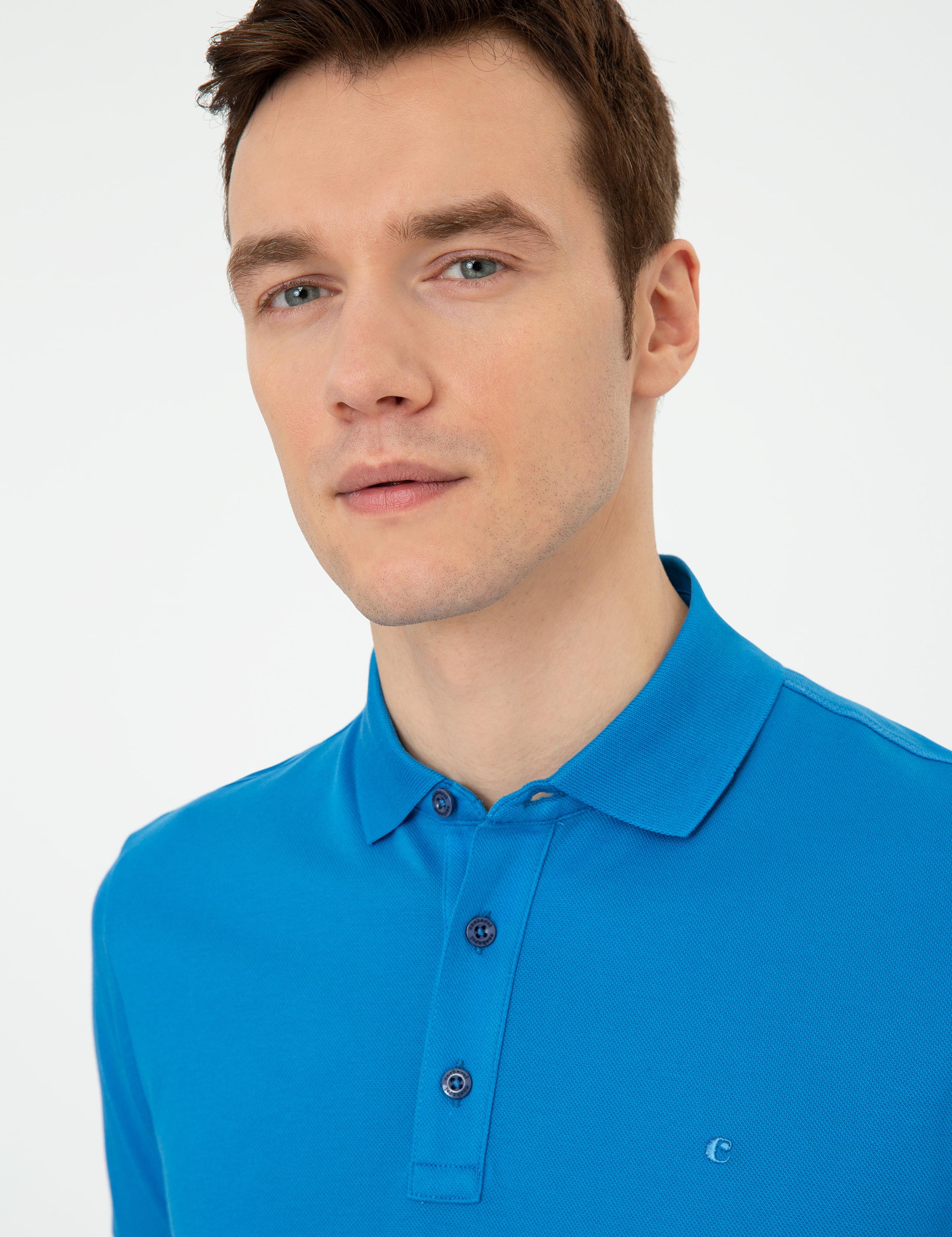 Denim Polo Yaka Slim Fit Basic Merserize T-shirt - 50250172075