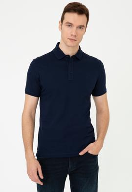 Lacivert Polo Yaka Slim Fit Basic Merserize T-shirt