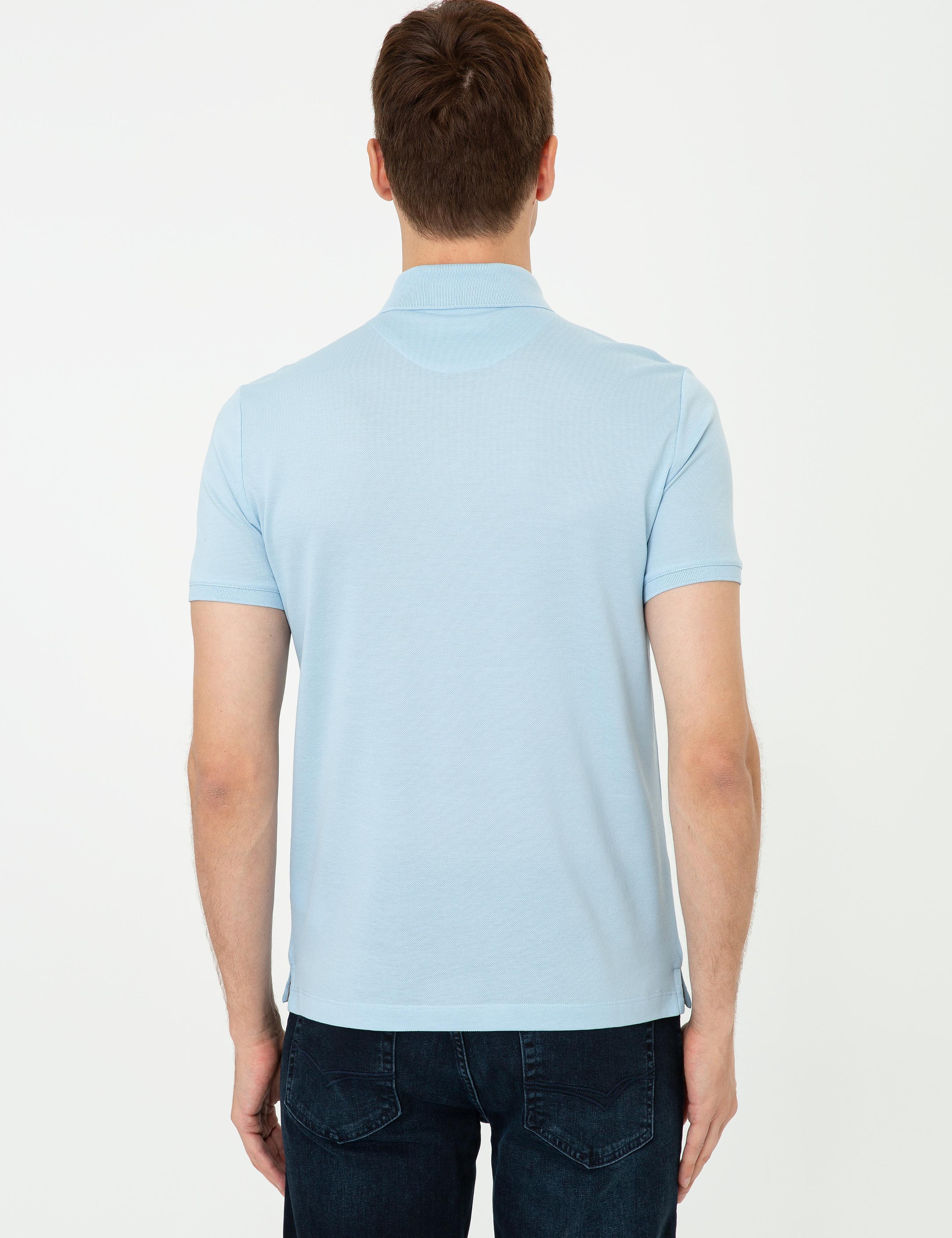 Buz Mavisi Polo Yaka Slim Fit Basic Merserize T-shirt - 50250172080