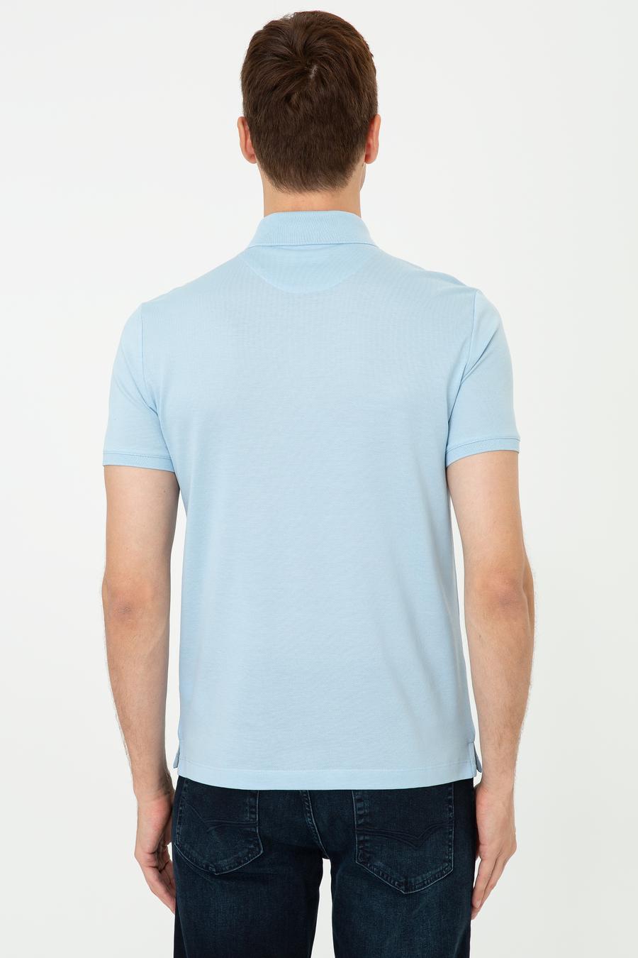 Buz Mavisi Polo Yaka Slim Fit Basic Merserize T-shirt - 50250172080