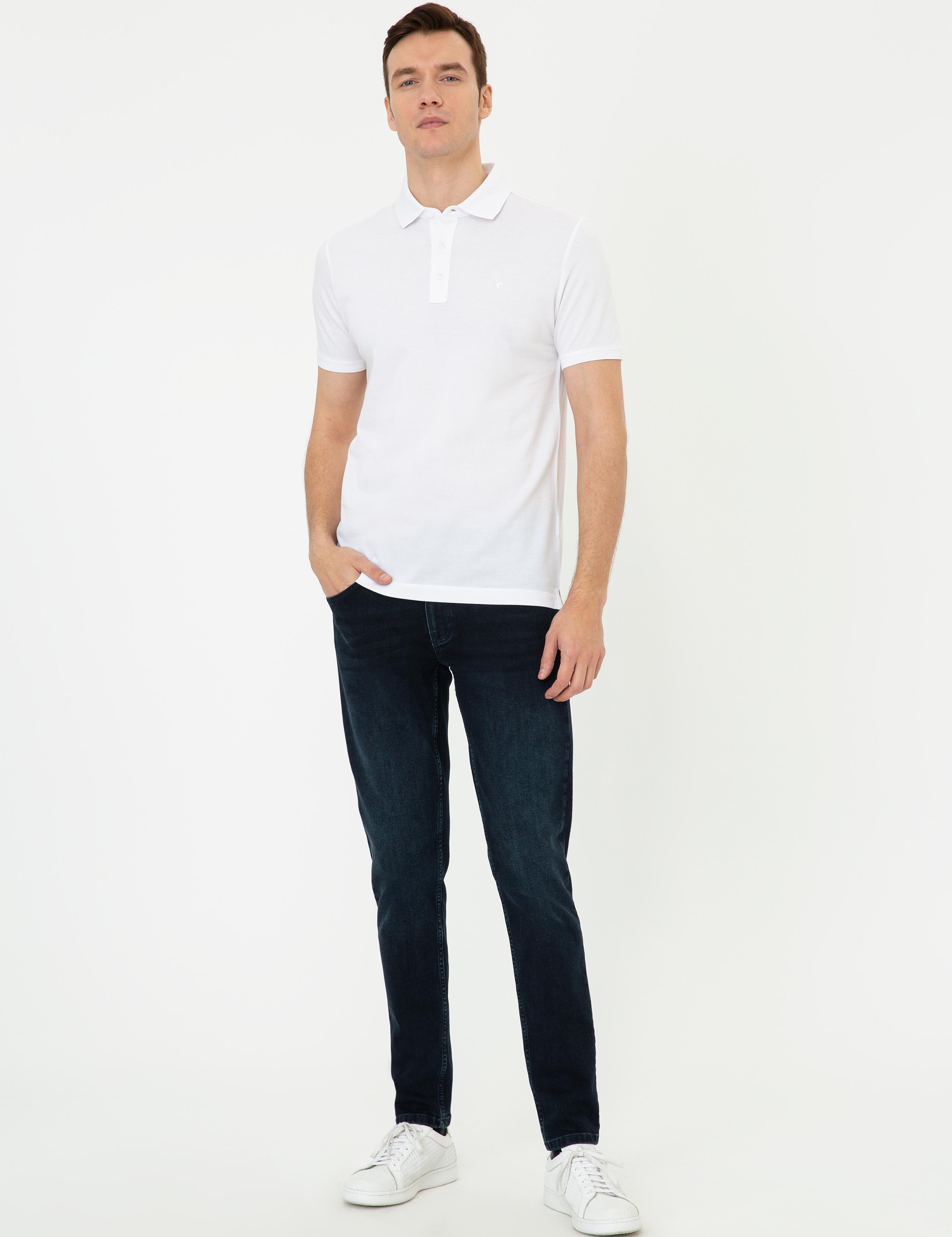 Beyaz Polo Yaka Slim Fit Basic Merserize T-shirt - 50250172110
