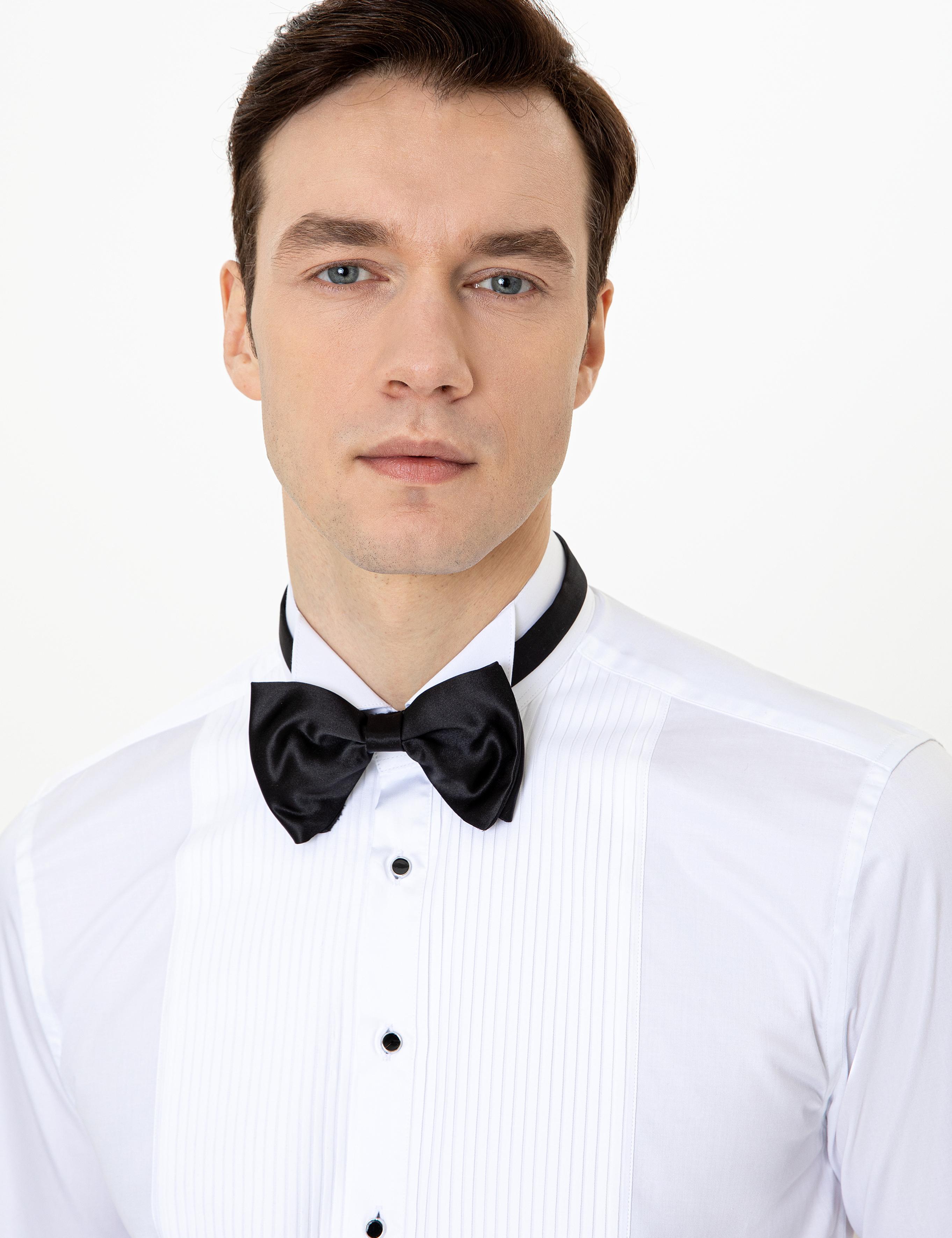 Beyaz Slim Fit Smokin Gömlek - 50251046004